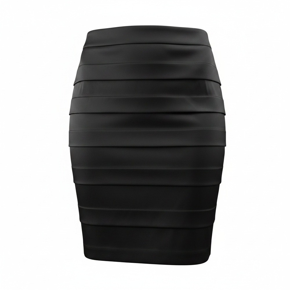 Heart Soul Womens Size 3 Black Pleated Pencil Skirt Back Slit Career Formal
